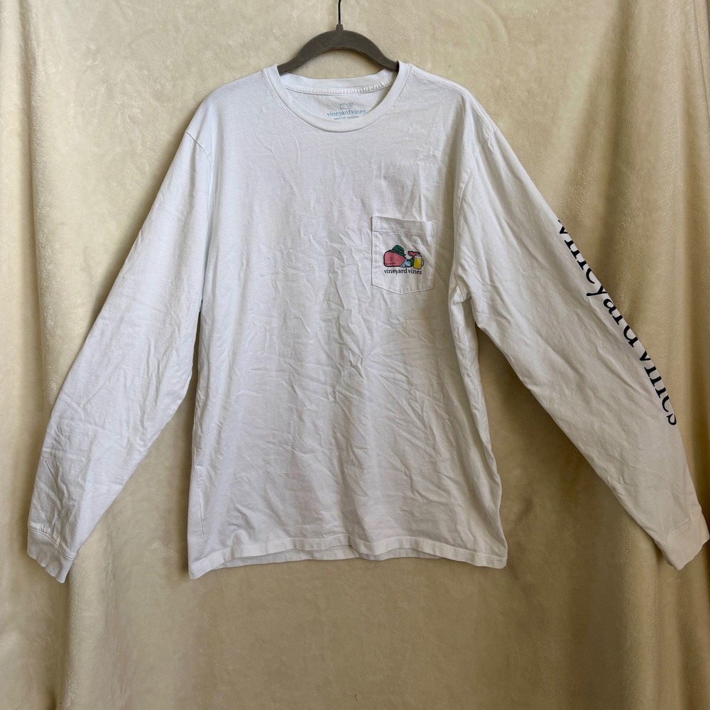 Vineyard Vines Mens Oktoberfest Whale Long Sleeve Pocket Tee Size L 100% Cotton